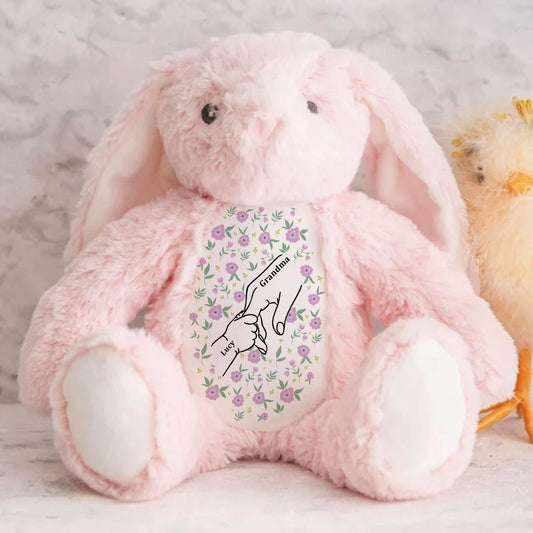 My Dearest Holding My Hand - Personalized Stuffed Bunny