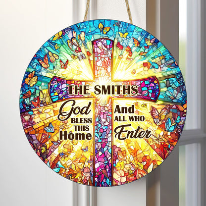 God Bless This Home - Personalized Wooden Sign