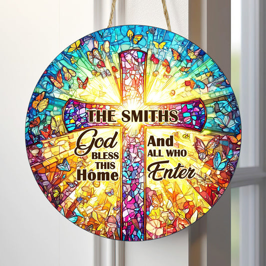 God Bless This Home - Personalized Wooden Sign