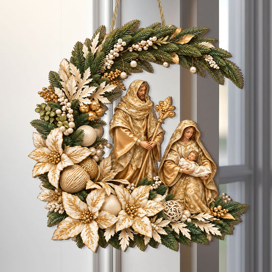 Holy Family Christmas Blessings -  Wooden Door Sign