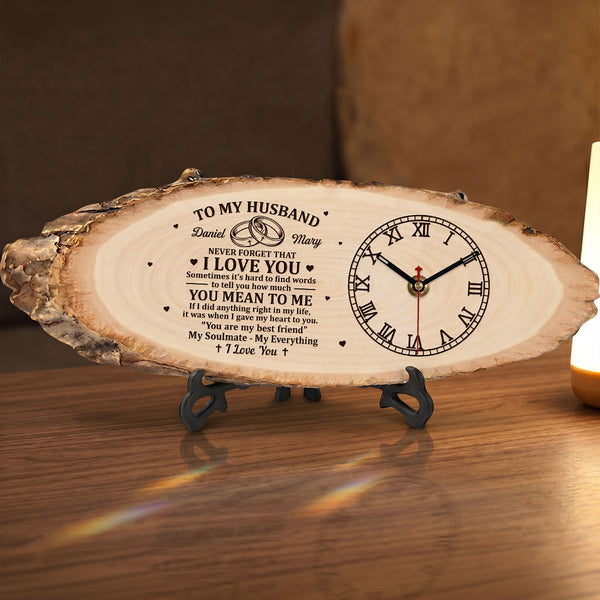 Sometimes It's Hard To Find Words To Tell You How Much You Mean To Me - Personalized Wooden Desk Clock
