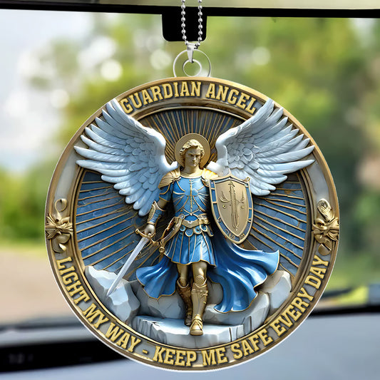 Light My Way Guardian Angel - 1-Side Car Acrylic Hanging Ornament