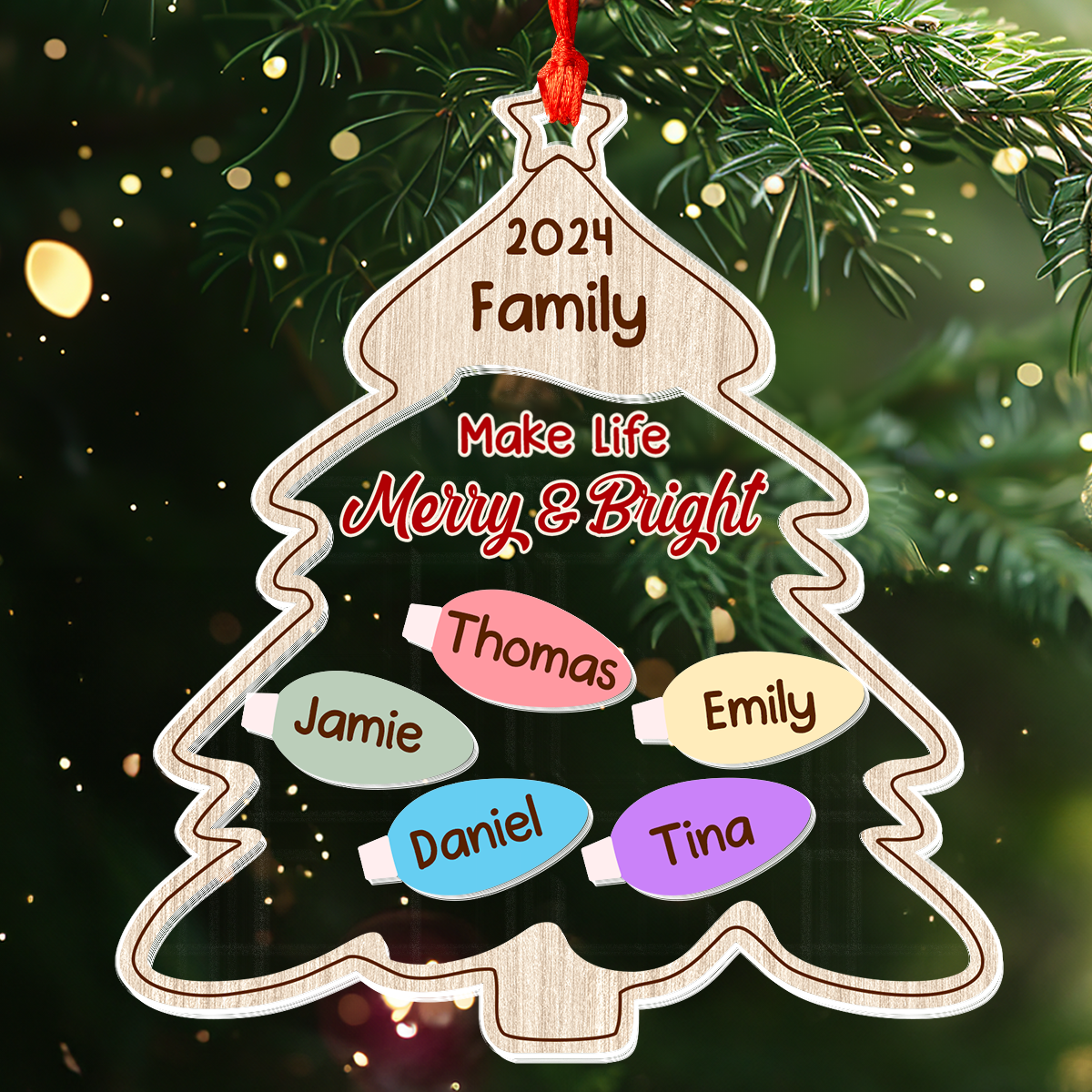 Family Makes Life Merry And Bright - Personalized 3 Layered Christmas Shaker Ornament FCCSOLETN2754M