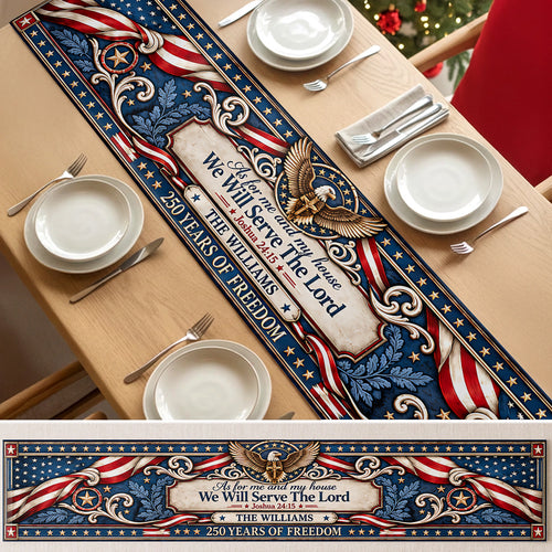 As For Me And My House We Will Serve The Lord - Personalized Table Runner
