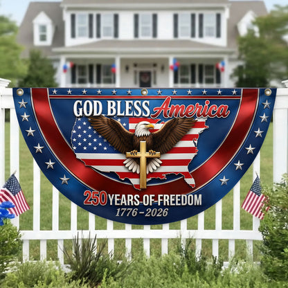 God, Freedom & Eagle Pride -  Non-Pleated Fan Flag
