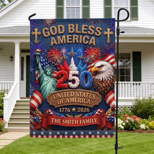 God Bless America - Personalized Garden Flag