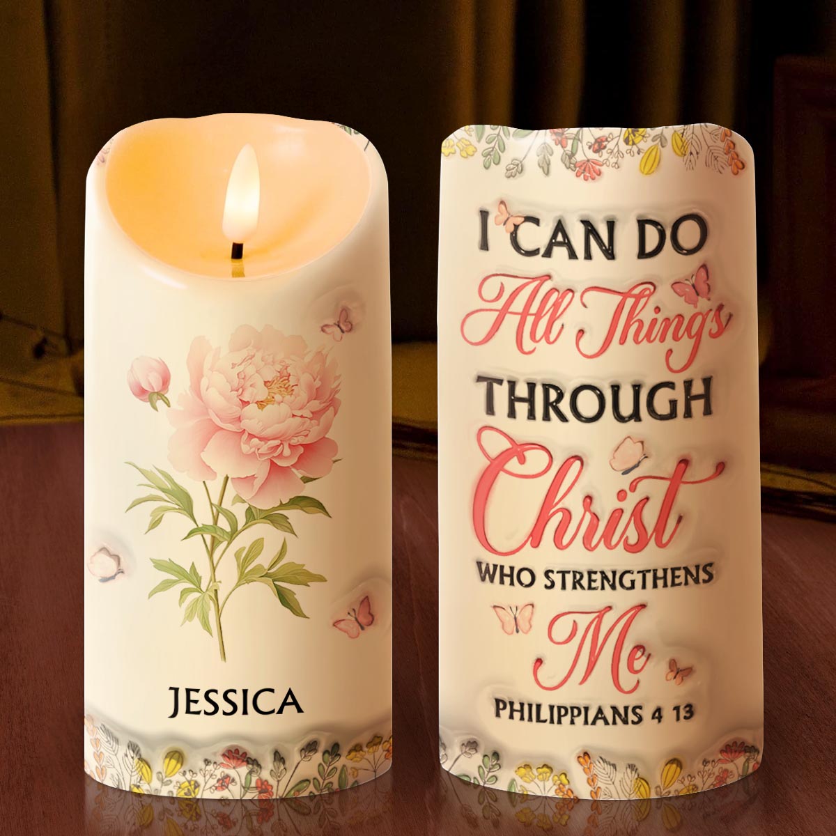 I Can Do All Things Through Christ - Personalized Flameless LED Candle