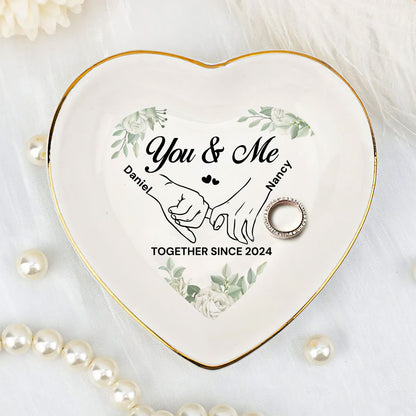 You & Me Together Gift For Wife, Girl Friend - Personalized Heart Shaped Jewelry Dish FCSHSCRDLETN2603L