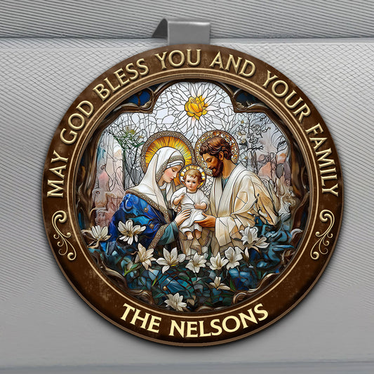 May God Bless You And Your Family - Personalized Car Visor Clip