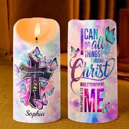 I Can Do All Things Through Christ - Personalized Flameless LED Candle