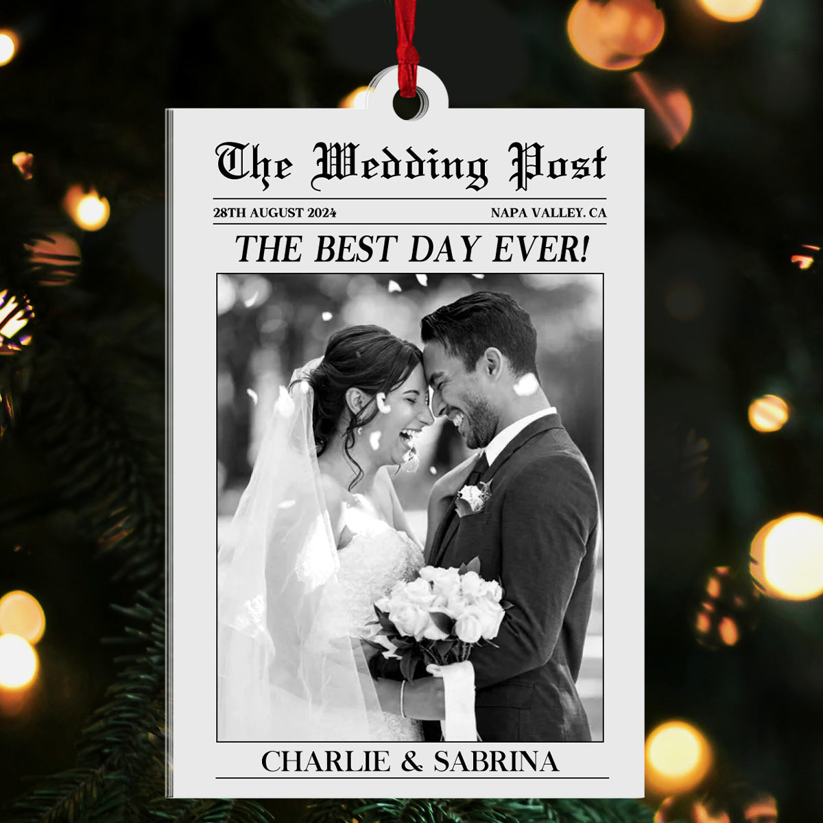 Newlywed Couple Newspaper - Personalized 1-Side Acrylic Ornament