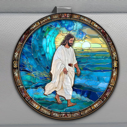 Jesus Walks On Water - Car Visor Clip