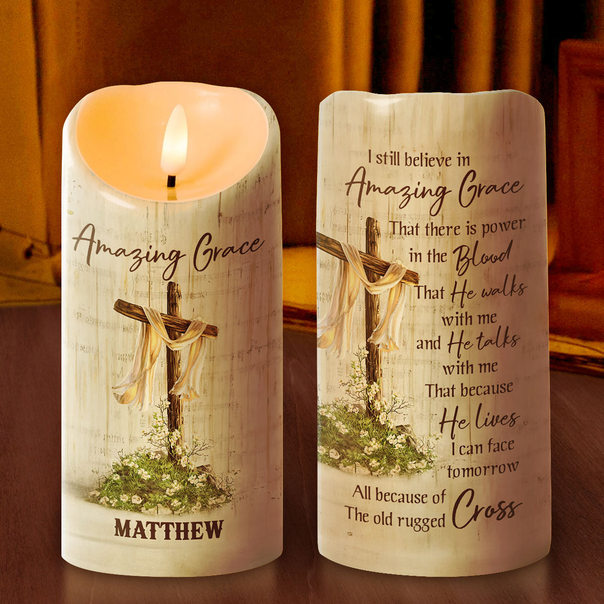 Amazing Grace - Personalized Flameless LED Candle