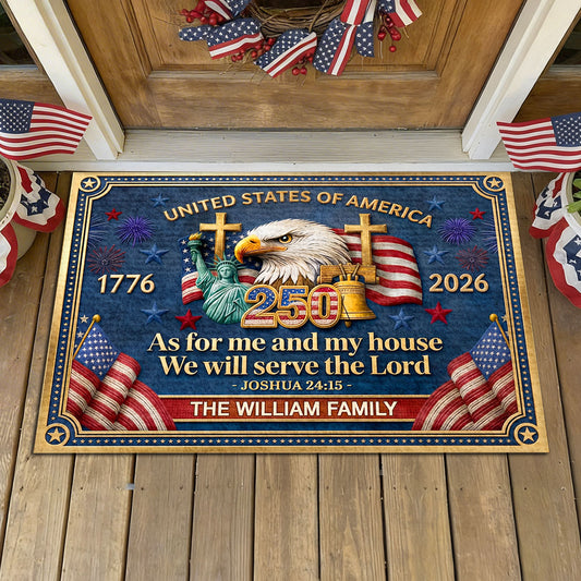 As For Me And My House We Will Serve The Lord - Personalized Doormat