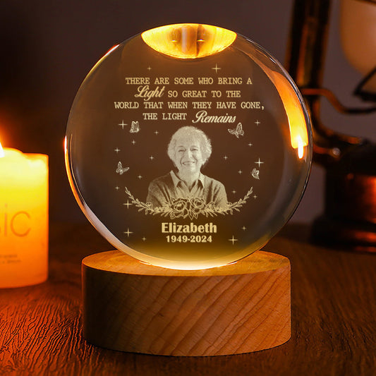 The Light Remains Memorial - Personalized Wooden Base Crystal Lamp