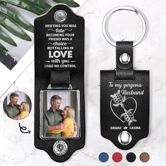 Meeting You Was Fate - Personalized Leather Photo Keychain