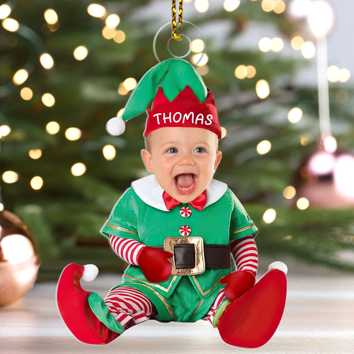 Cute Baby Elf Costume Personalized 1 Side Acrylic Ornament FCACOLEHA2660L