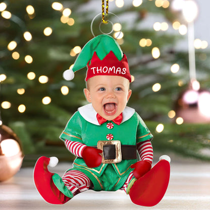 Cute Baby Elf Costume - Personalized 1-Side Acrylic Ornament FCACOLEHA2660L