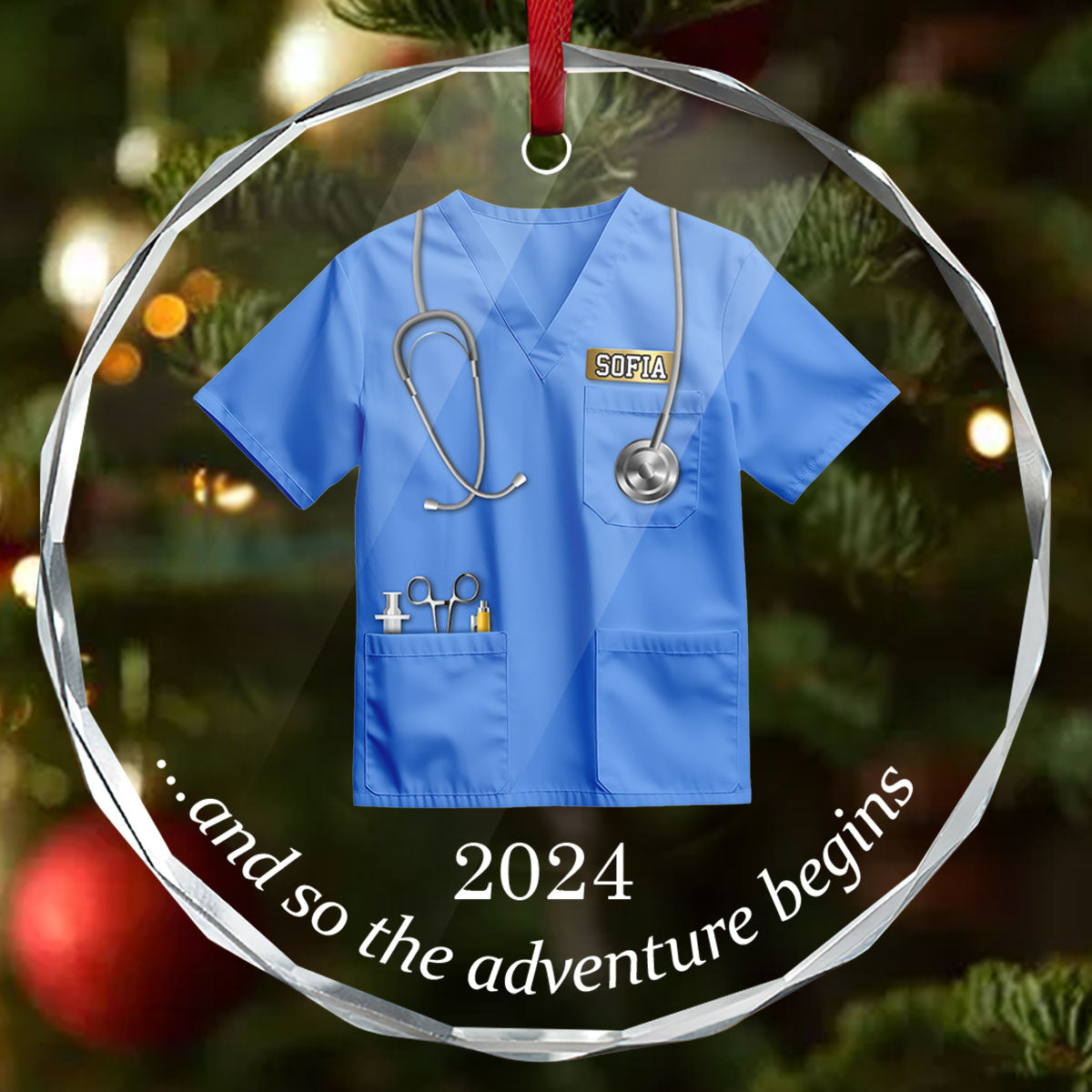 So The Adventure Begins Nurse's First Christmas - Personalized Custom Glass Ornament FCURGOPLEHA2588M