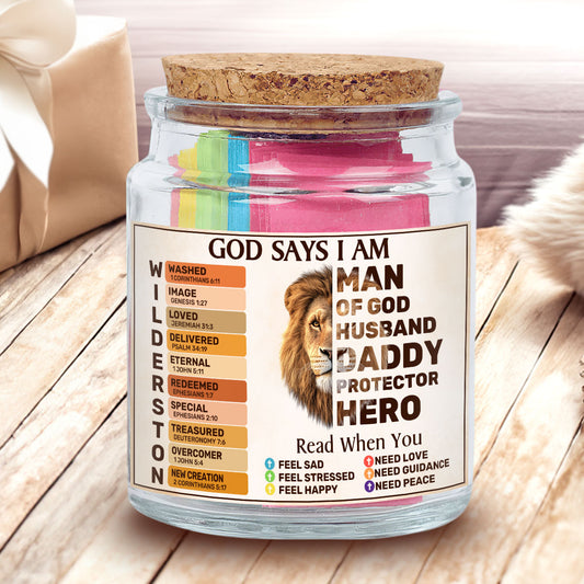 God Says I Am Man Of God - Personalized Bible Verse Jar For Dad