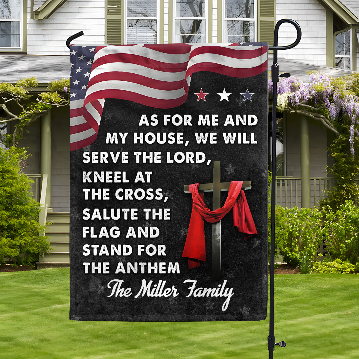 As For Me And My House We Will Serve The Lord - Personalized Garden Flag