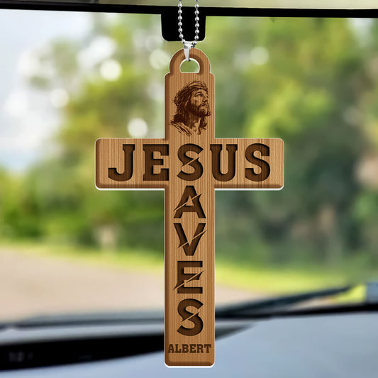 Jesus Saves Me - Personalized 1-Side Car Acrylic Hanging Ornament