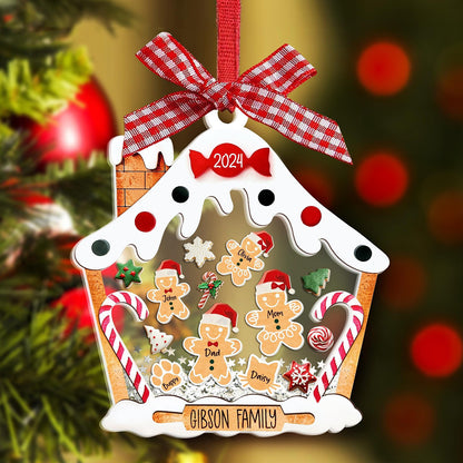 Personalized Gingerbread House Family - Personalized 3 Layered Christmas Shaker Ornament FCCSOLETN2165D