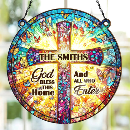 God Bless This Home - Personalized Window Hanging Suncatcher