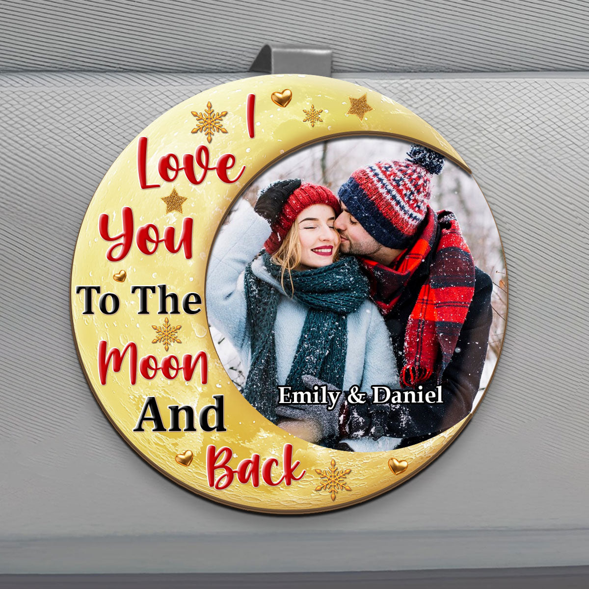 I Love You To The Moon And Back - Personalized Car Visor Clip FCCVCLEHA2137M