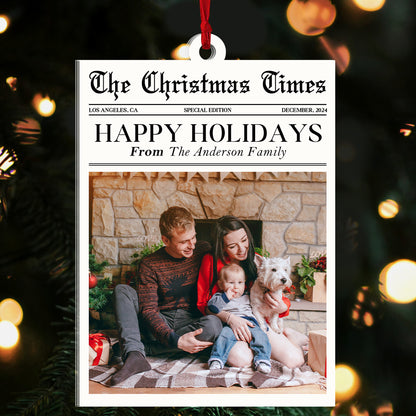 The Christmas Time Family Newspaper - Personalized 1-Side Acrylic Ornament