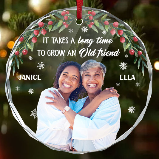 It Takes A Long Time To Grow An Old Friend - Personalized Custom Glass Ornament FCURGOPLEHA2839T