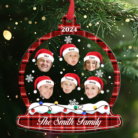 Family In Snow Globe - Personalized 3 Layered Christmas Shaker Ornament FCCSOLETN2489D