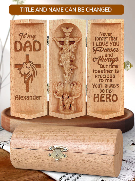 Never Forget That I Love You - Personalized Wooden Cylinder Sculpture of Jesus Christ