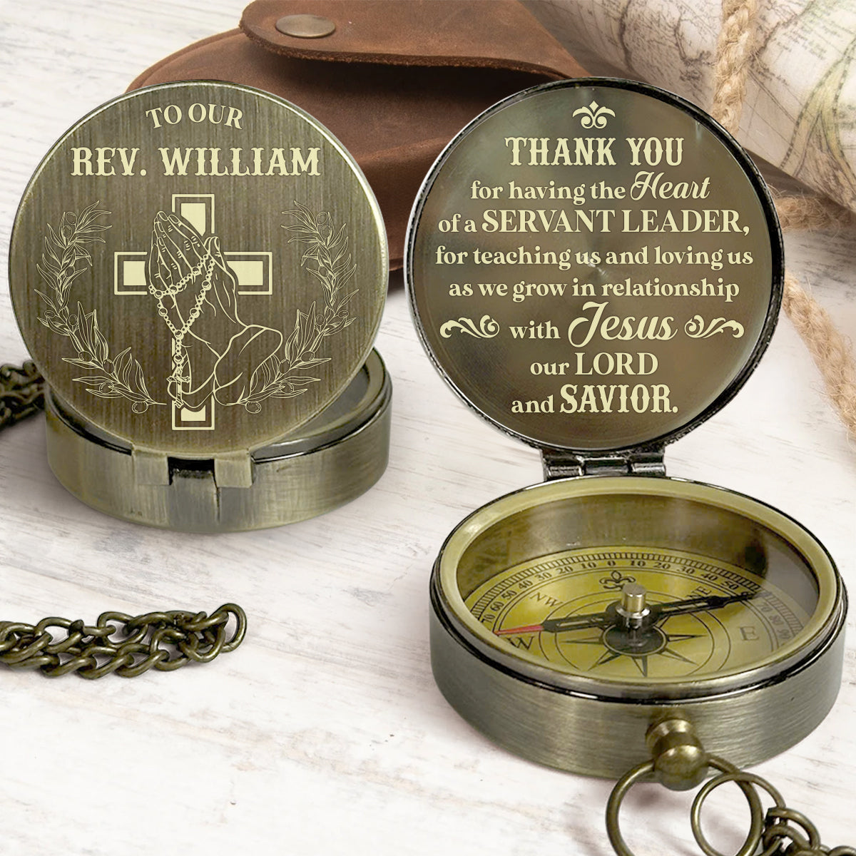With Gratitude To Our Shepherd - Personalized Compass