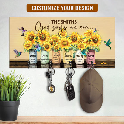 Sunflower God Says We Are - Personalized Key Holder