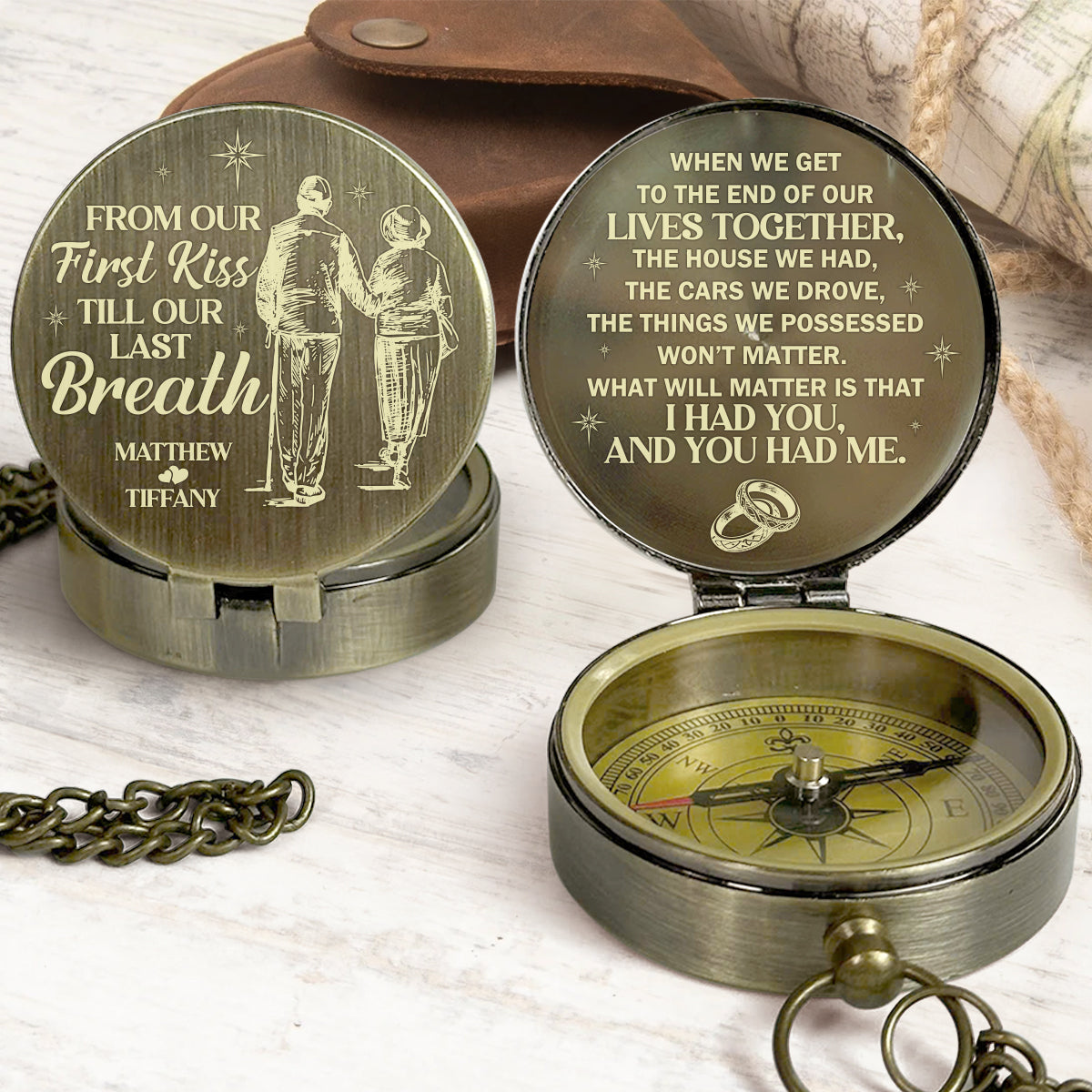 From Our First Kiss Till Our Last Breath - Personalized Compass