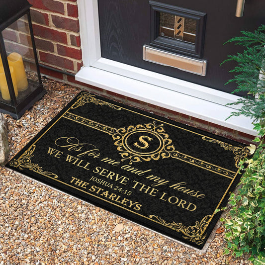 As For Me And My House We Will Serve The Lord - Personalized Doormat