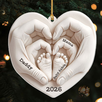 Heart Of Love Keepsake - Personalized 3D Relief White Acrylic Ornament
