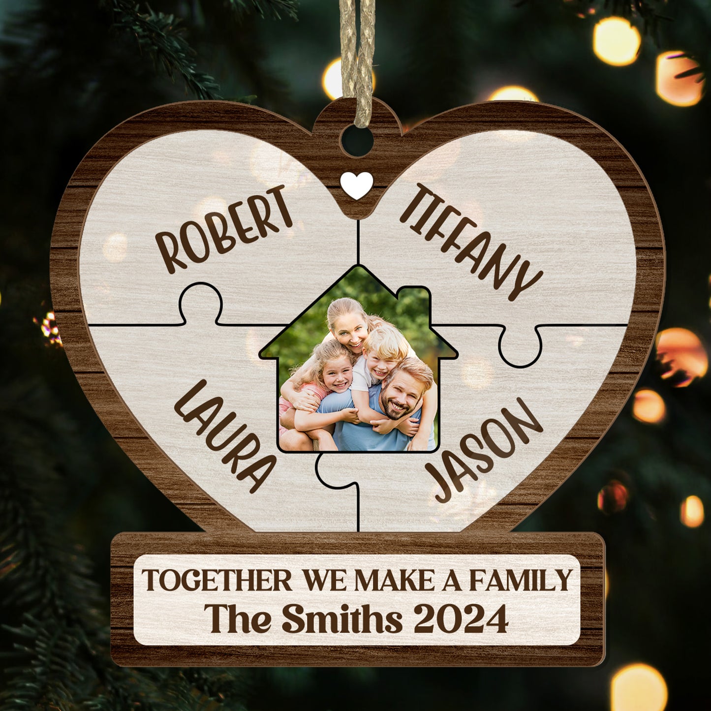 Together We Make A Family Christmas - Personalized Wood & Acrylic Ornament FCWAOLETN2602M