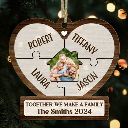 Together We Make A Family Christmas - Personalized Wood & Acrylic Ornament FCWAOLETN2602M