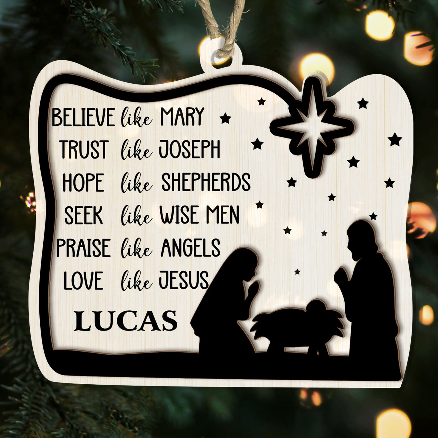 Love Like Jesus - Personalized Wood & Acrylic Ornament