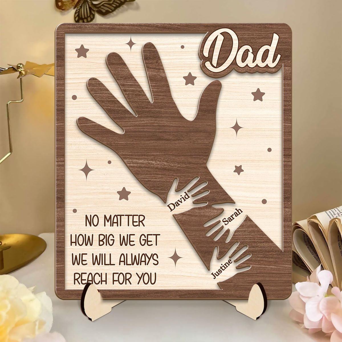 Holding Hands Forever - Personalized 2-Layered Wooden Plaque