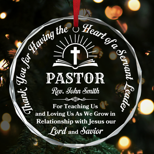 Heart of a Servant Leader - Personalized Round Shaped Glass Ornament