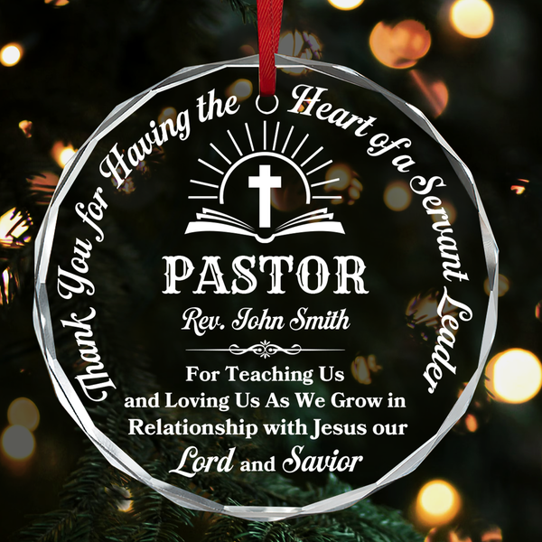 Heart of a Servant Leader - Personalized Round Shaped Glass Ornament