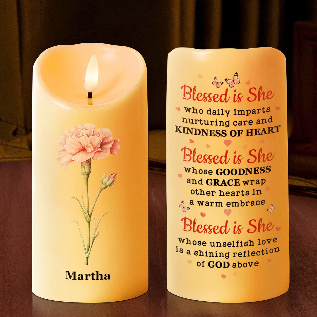 Blessed Is She - Personalized Flameless LED Candle