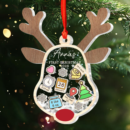 Baby First Christmas - Personalized 3 Layered Christmas Shaker Ornament