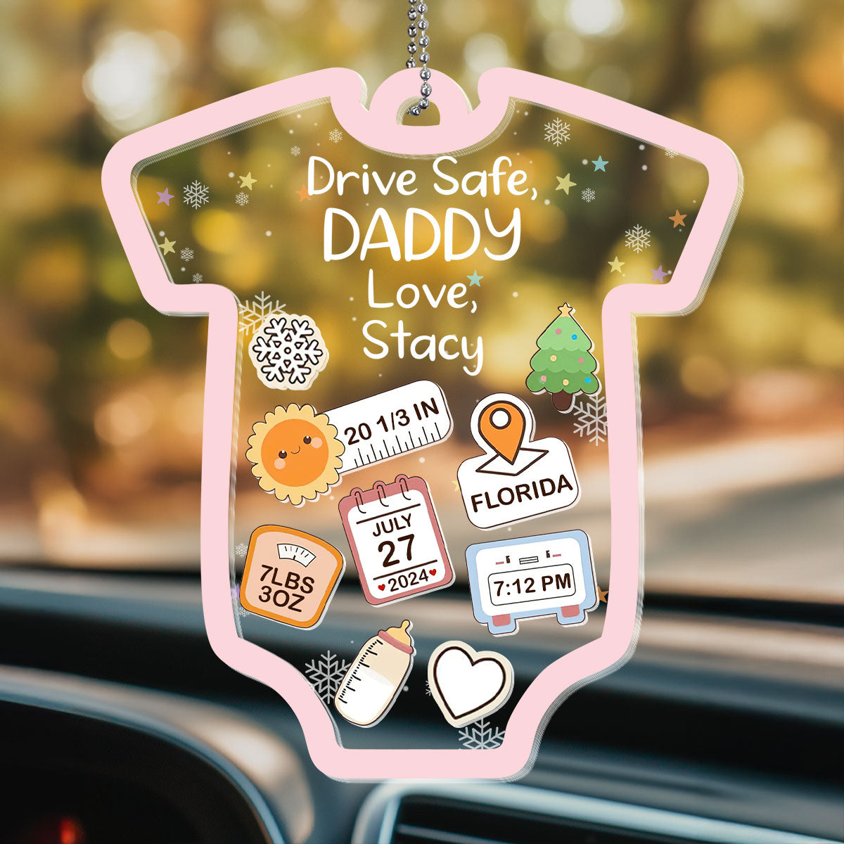 Drive Safe I Love You Baby - Personalized Car Shaker Ornament