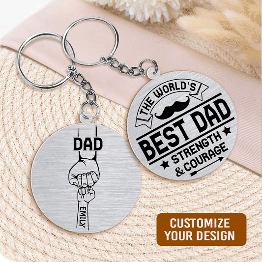 The World's Best Dad Strength And Courage - Personalized Acrylic Keychain