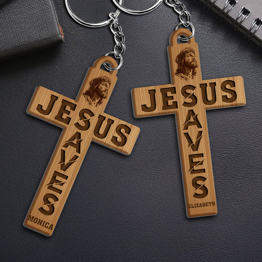 Jesus Saves Cross - Personalized Acrylic Keychain