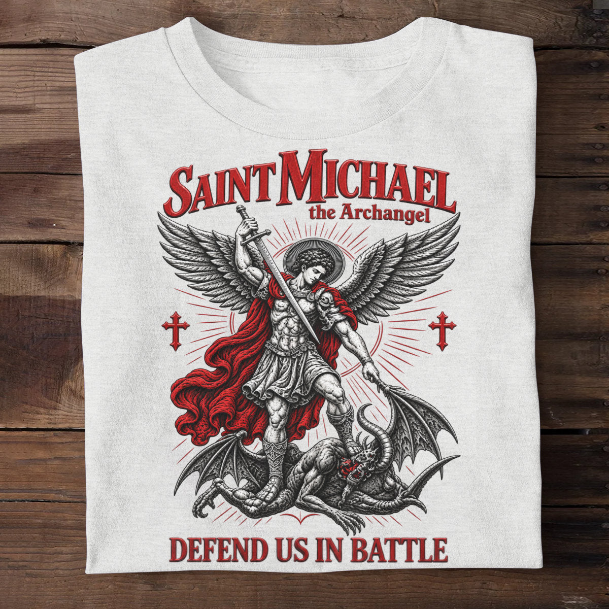 Saint Michael The Archangel Defend Us In Battle -  2D Unisex T-shirt
